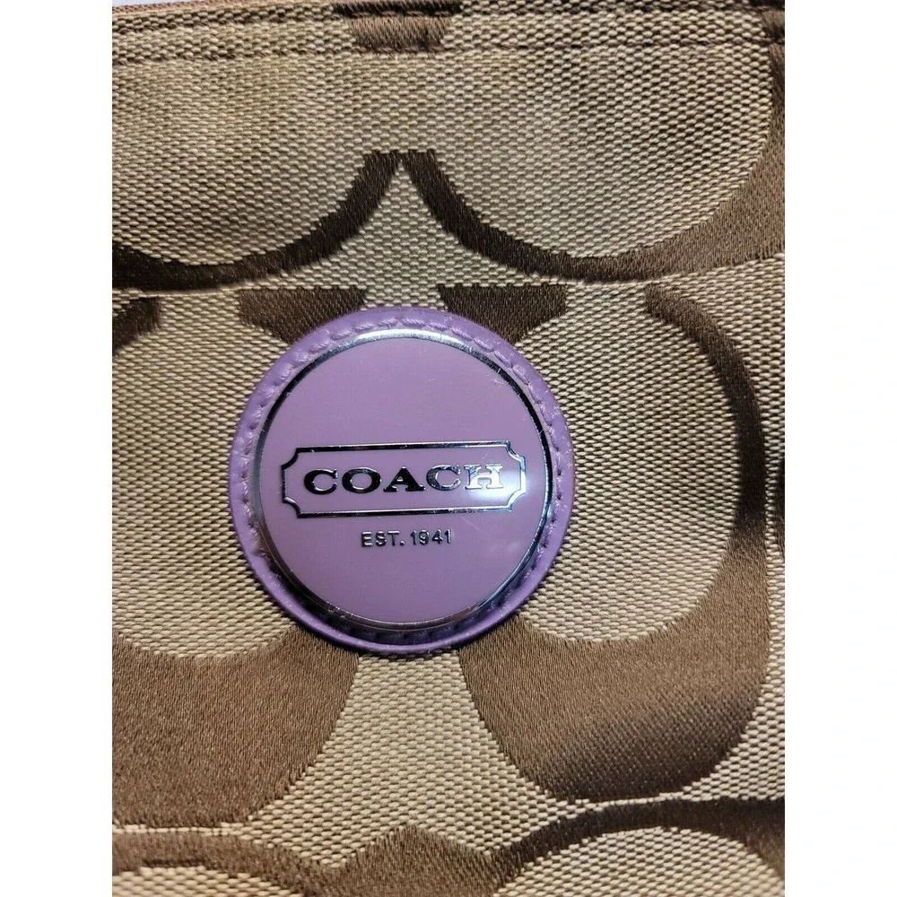 Coach Signature Canvas Shoulder Bag in Lavender Trim